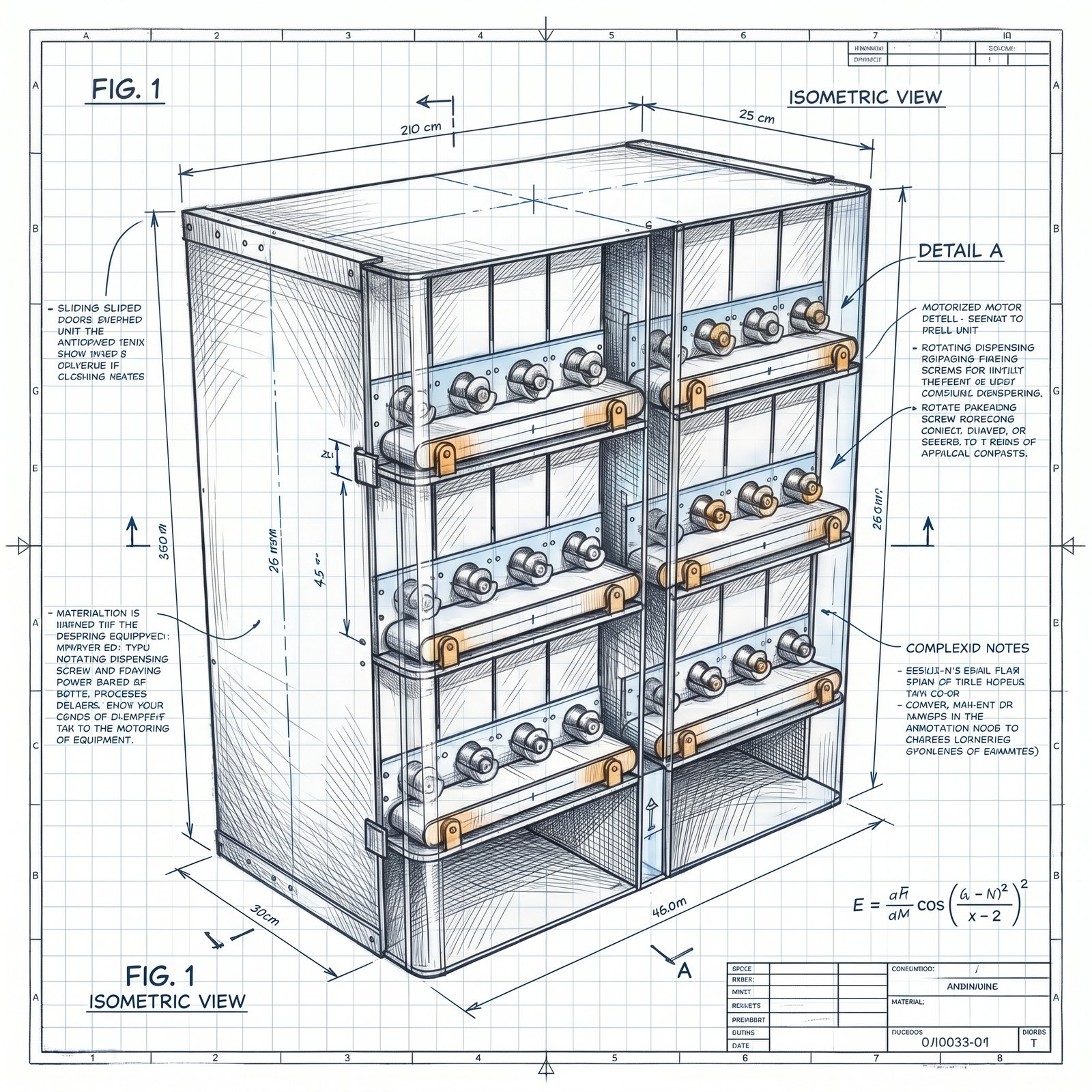 Engineering sketch of the dispensing machine